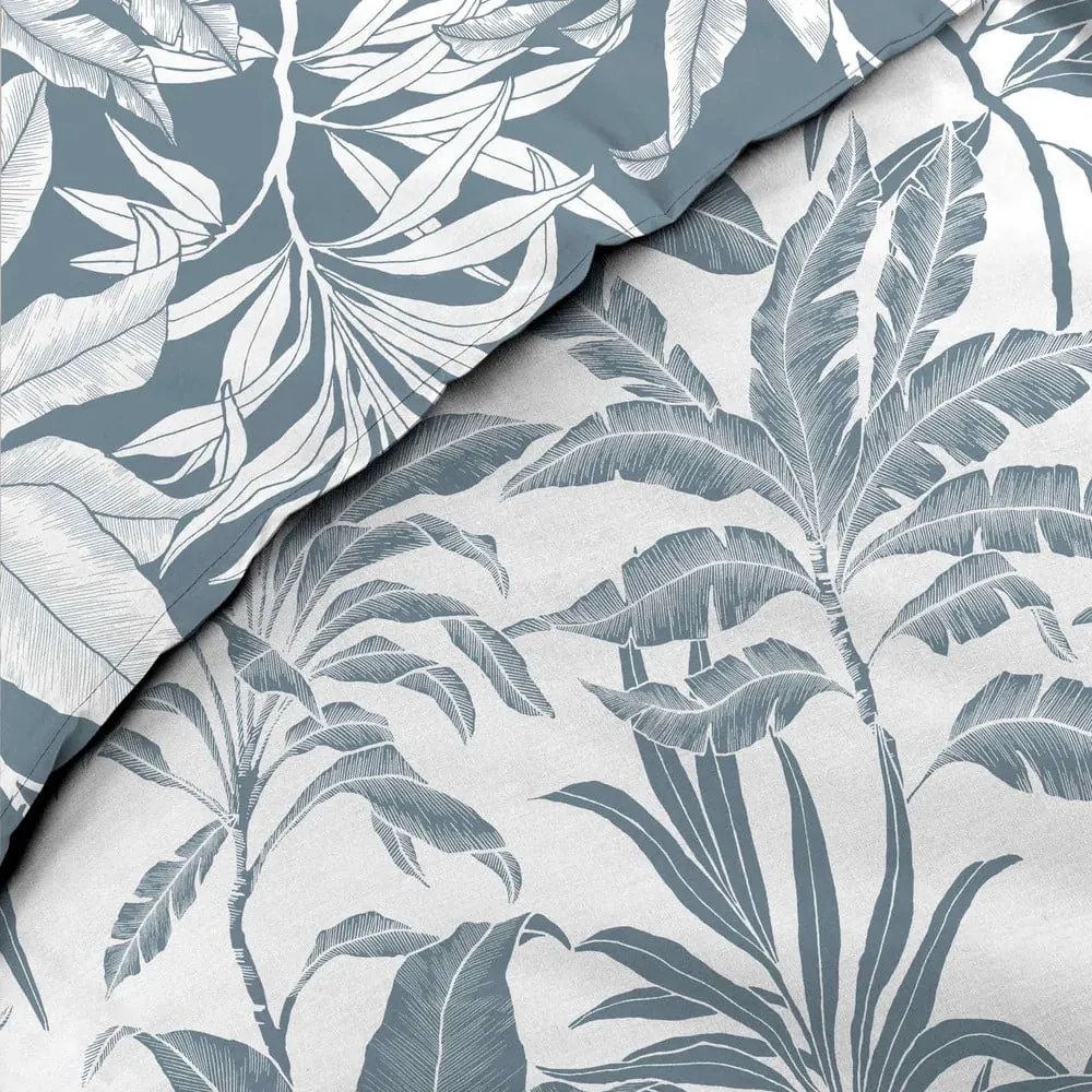 Biele/modré bavlnené obliečky na dvojlôžko/predĺžené 240x220 cm Hera – douceur d'intérieur