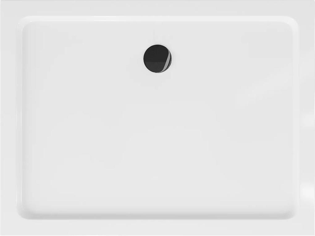 Mexen SLIM - Obdĺžniková sprchová vanička 110x90x5cm + čierny sifón, biela, 40109011B