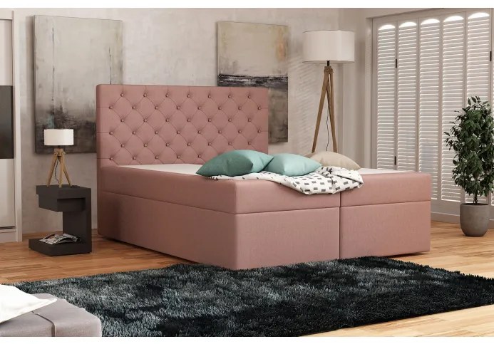 Elegantná čalúnená posteľ 160x200 ALLEFFRA - ružová 1