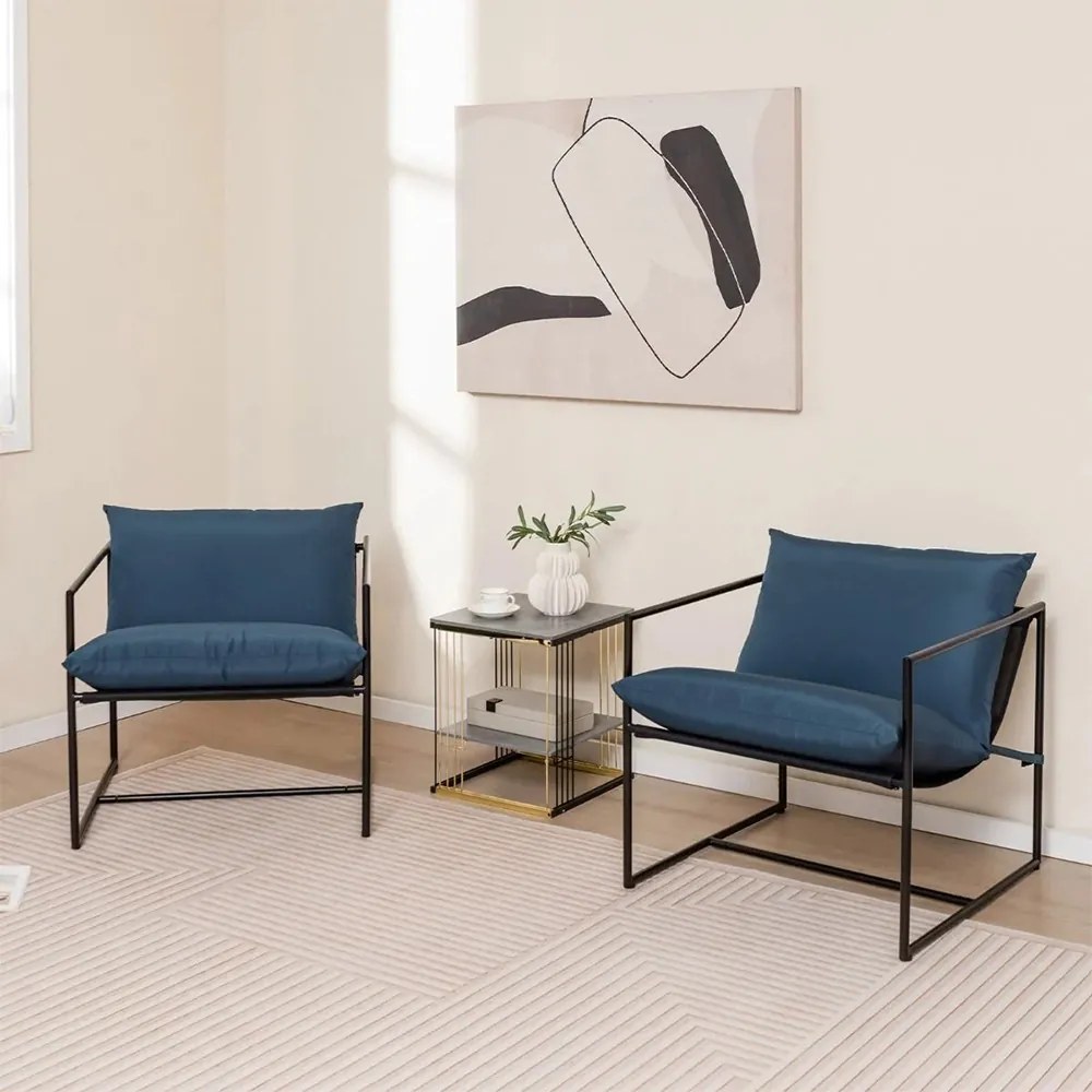 Kovová stolička s vankúšom, sada 2 kusy