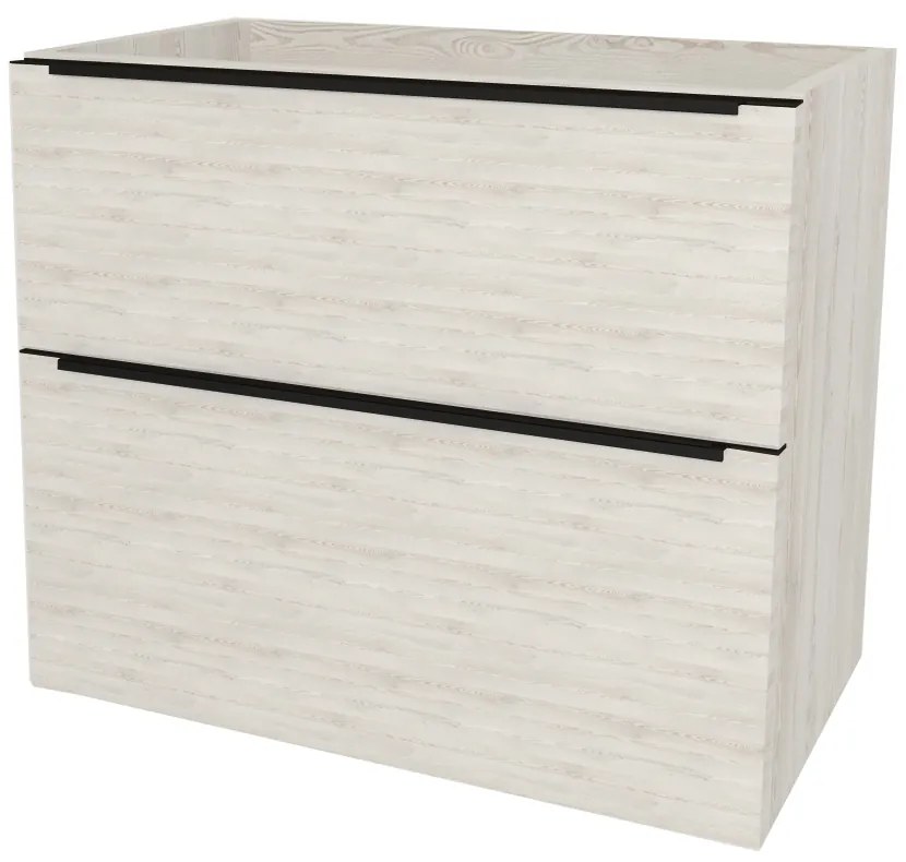 Mereo, Mereo Mailo, kúpeľňová skrinka 61 cm, čierne madlo, Multidecor, White Loft Pine, MER-CN590SBWLP1