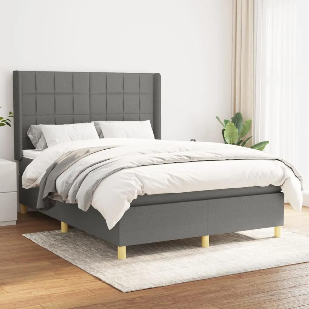 Boxspring posteľ s matracom tmavosivá 140x200 cm látka 3131994