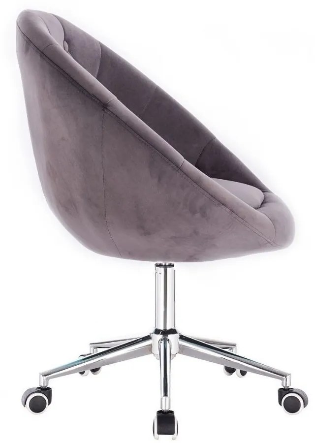 LuxuryForm DESIGN Kreslo VERA VELUR na striebornej podstave s kolieskami - tmavo šedé