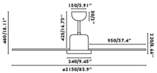 FARO 33465A - Stropný ventilátor ANDROS XL matný chróm pr. 213 cm + diaľkové ovládanie