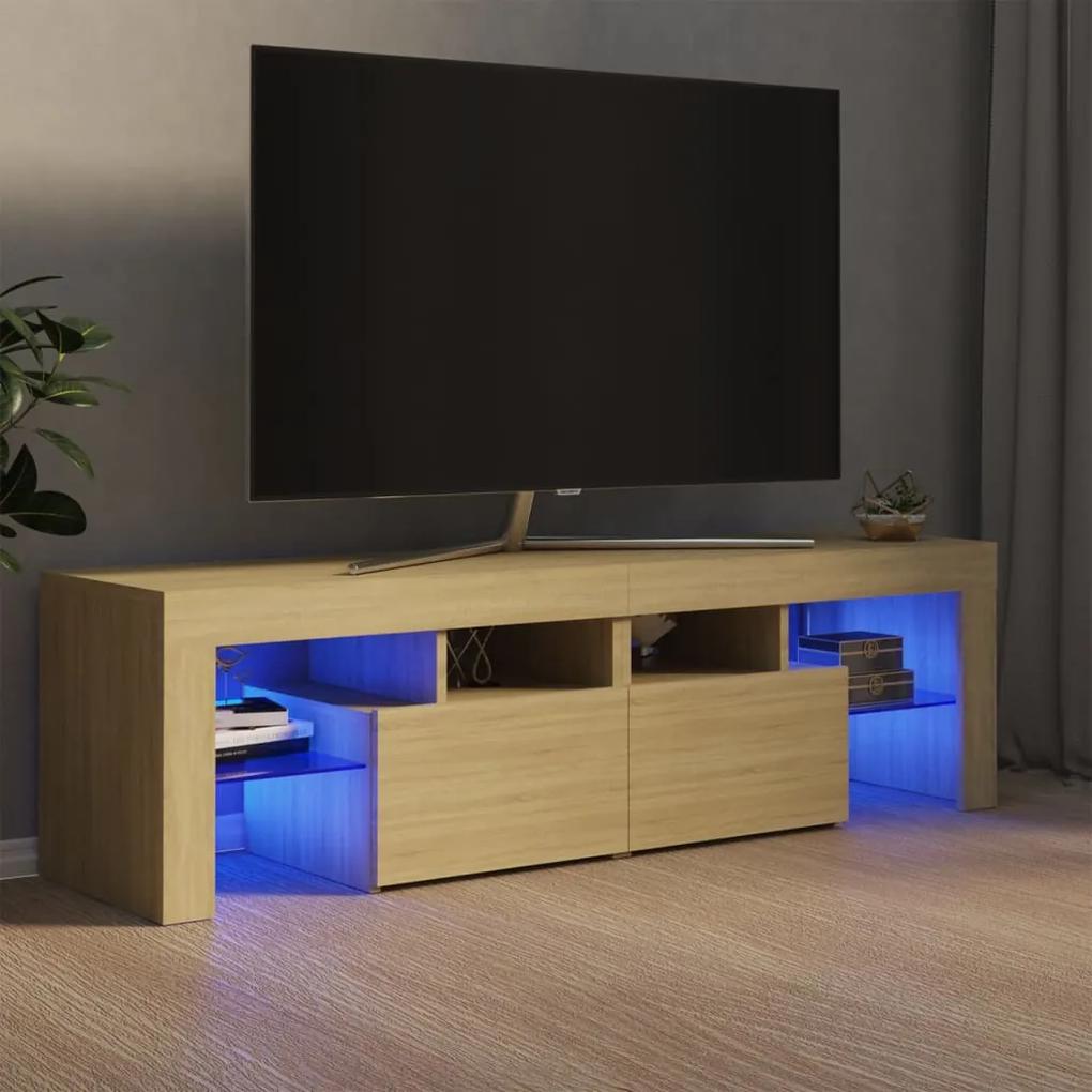 TV skrinka s LED svetlami dub sonoma 140 x 36,5 x 40 cm
