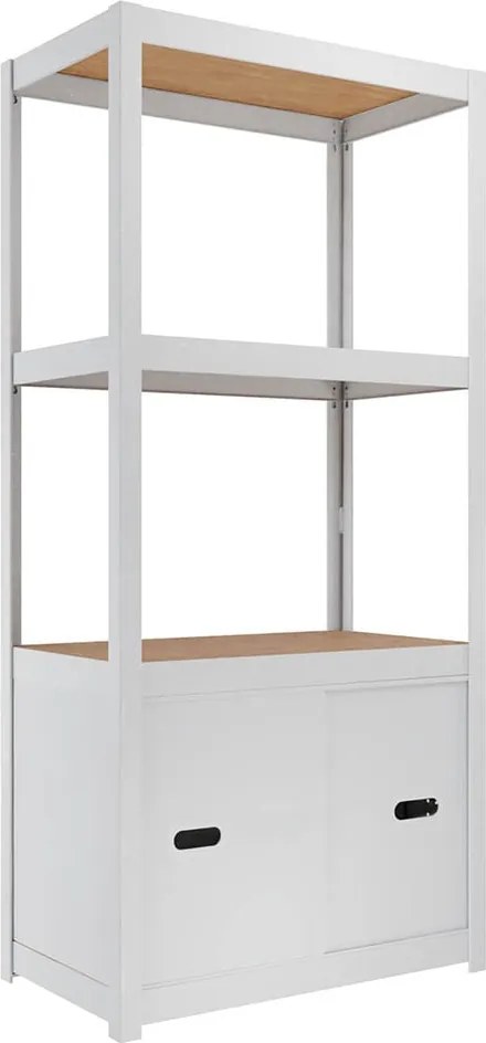 Policová zostava kovová biela s dvierkami AR Style D-Carbon