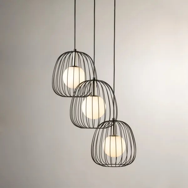 Luster na lanku BELL 3xG9/12W/230V čierna/lesklý chróm