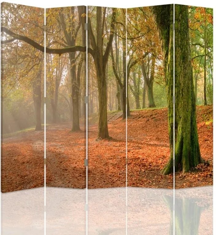 CARO Paraván - Autumn In The Forest | päťdielny | jednostranný 180x150 cm