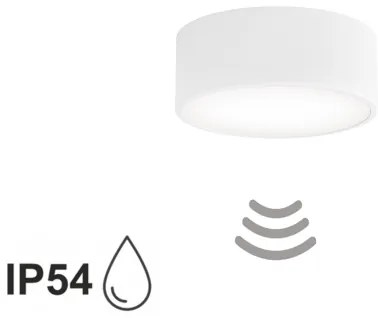 Kúpeľňové stropné svietidlo so senzorom CLEO 1xE27/24W/230V priemer 20 cm IP54 biela