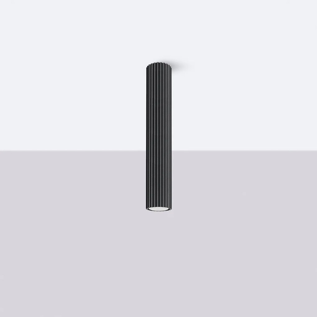 Stropné svietidlo Karbon, 1x čierne kovové tienidlo, (40 cm)