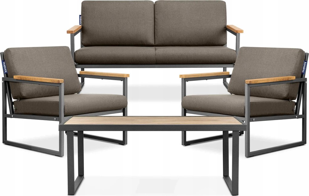 Sada záhradného nábytku stôl pohovka stoličky antracitová/béžová Konsimo Tribo