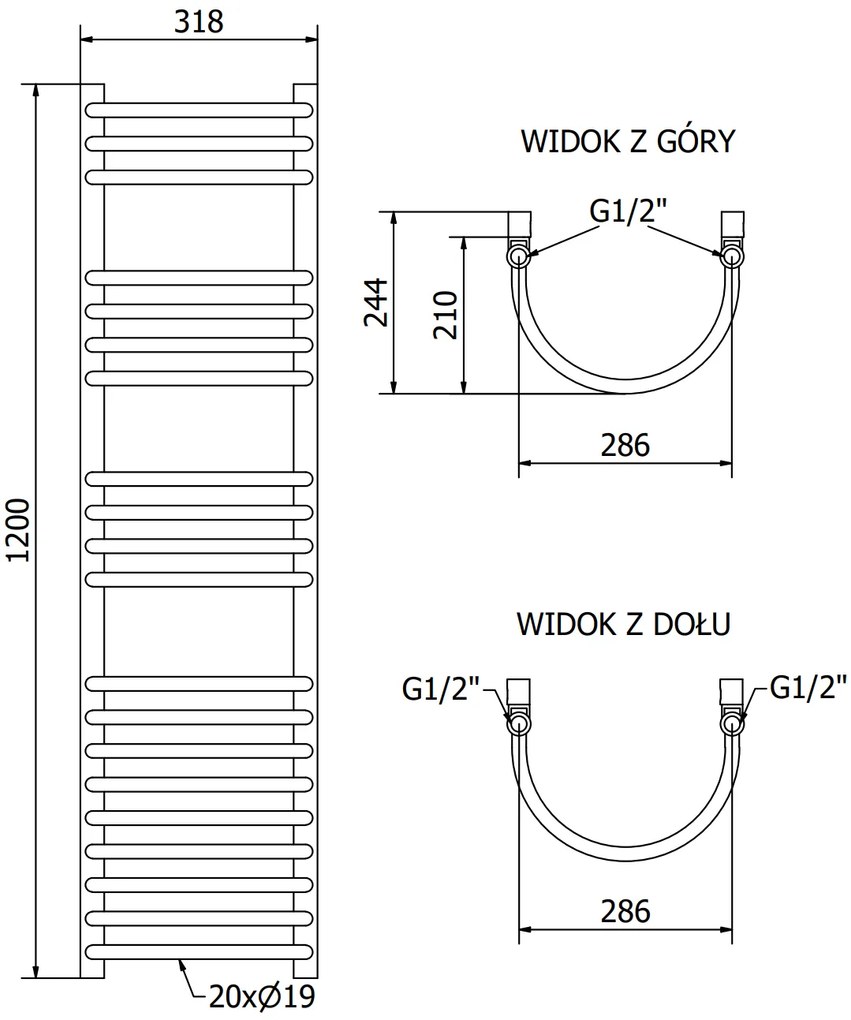 Mexen Eros, vykurovacie teleso 1200 x 318 mm, 419 W, biela, W112-1200-318-00-20