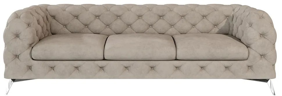 Sivobéžová zamatová pohovka 243 cm Chelsea – Ropez