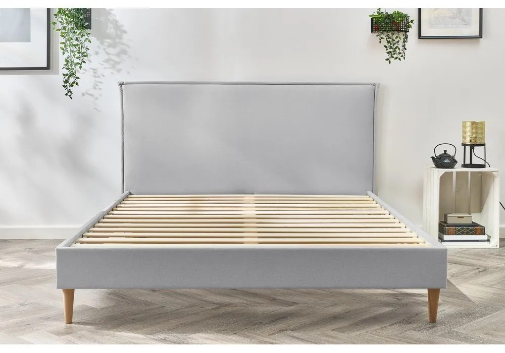 Sivá dvojlôžková posteľ Bobochic Paris Sary Light, 180 x 200 cm