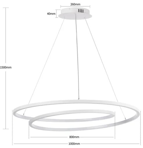 Brilagi-LED Stmievateľný luster na lanku TWISTER LED/105W/230V pr. 100 cm biela+DO