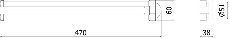 Mexen Remo, 2-ramenný otočný vešiak na uteráky, medená matná, 70507255-65