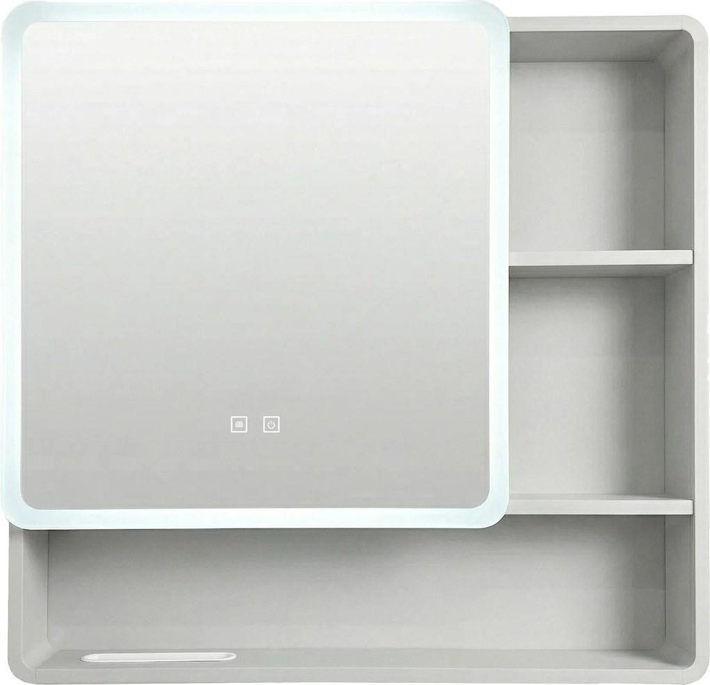 Rea Rea, LED zrkadlová skrinka s osvetlením 70x65 cm, plast, M1016-70, biela-šedá, REA-M0101