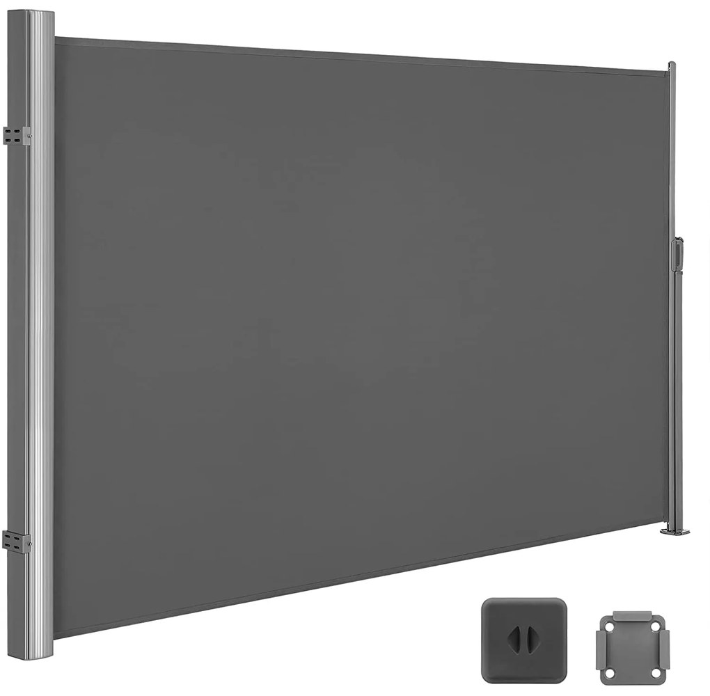 Bočná markíza na balkón, terasu, 400 x 160 cm, šedá