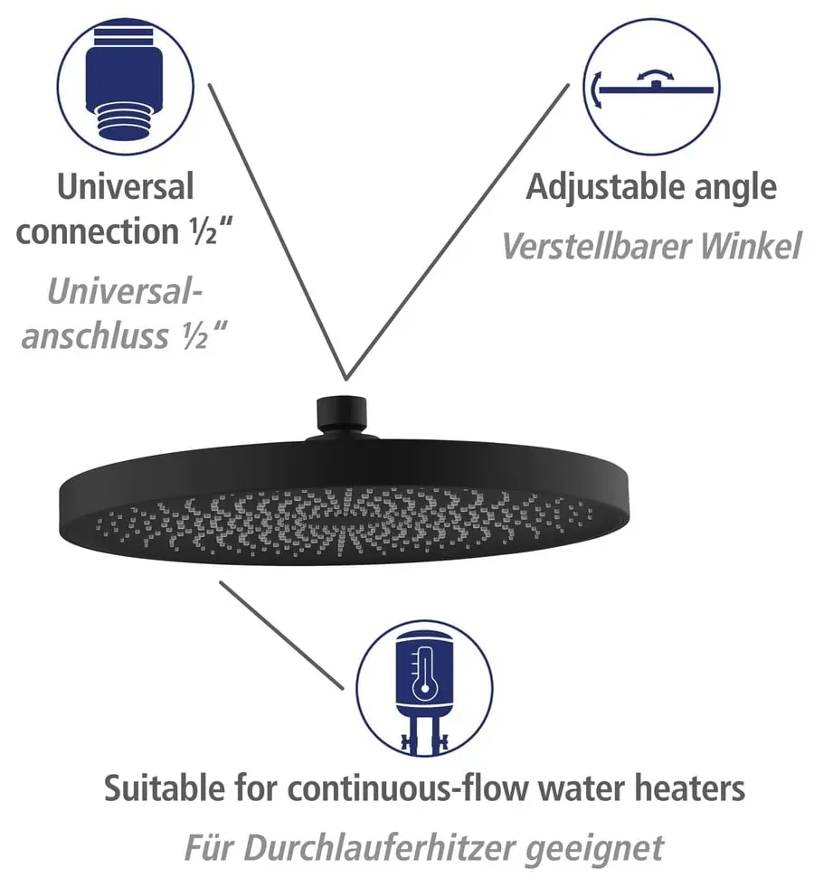 Čierny sprchový set z nerezovej ocele 120 cm Soft Water - Wenko
