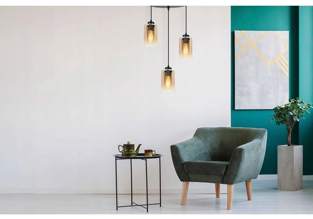 Závesné svietidlo Hella1, 3x sklenené tienidlo (mix 3 farieb), o