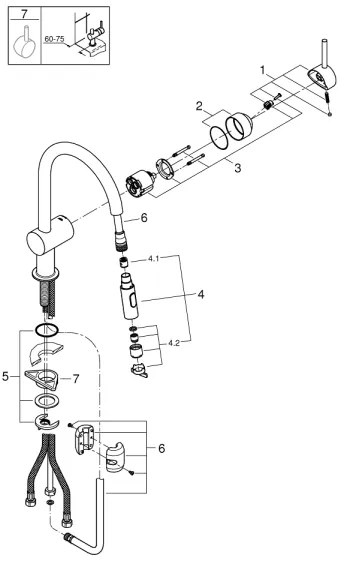 GROHE 32321002 - Drezová batéria A lesklý chróm