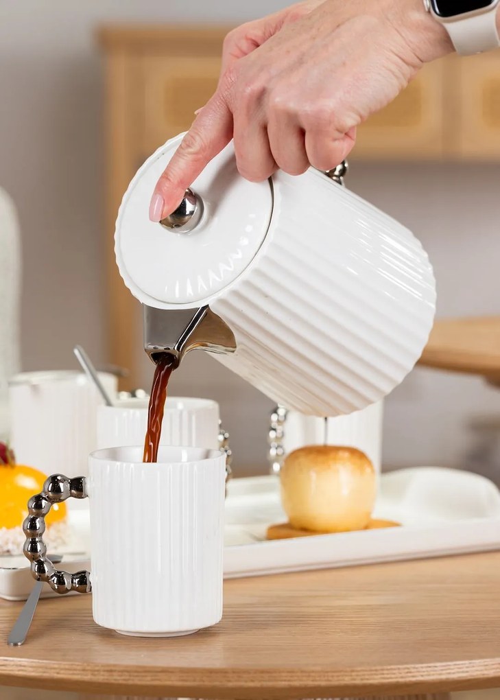 Čajový/kávový set Luca Silver White