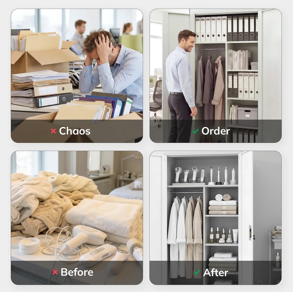 Uzamykateľná hospodárska skriňa sivá DAWID 900 x 1850 x 450 mm