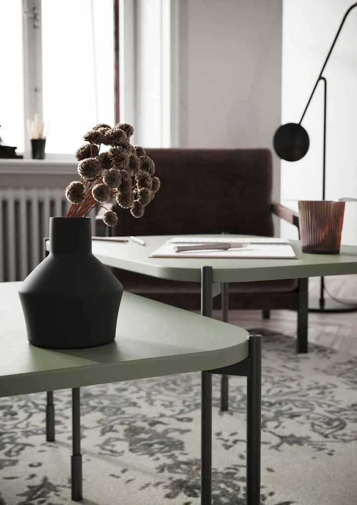 Hnedý konferenčný stolík Sonatia 60 cm s kovovými nohami - olivový