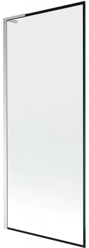Mexen Next L, 1-krídlová vaňová zástena 80 x 150 cm, 6mm číre sklo-čierny vzor, chrómový profil, 895-080-000-03-70-01