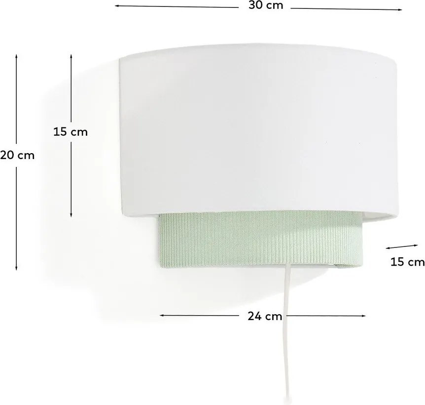 Biele/tyrkysové detské nástenné svietidlo s textilným tienidlom Bianella – Kave Home