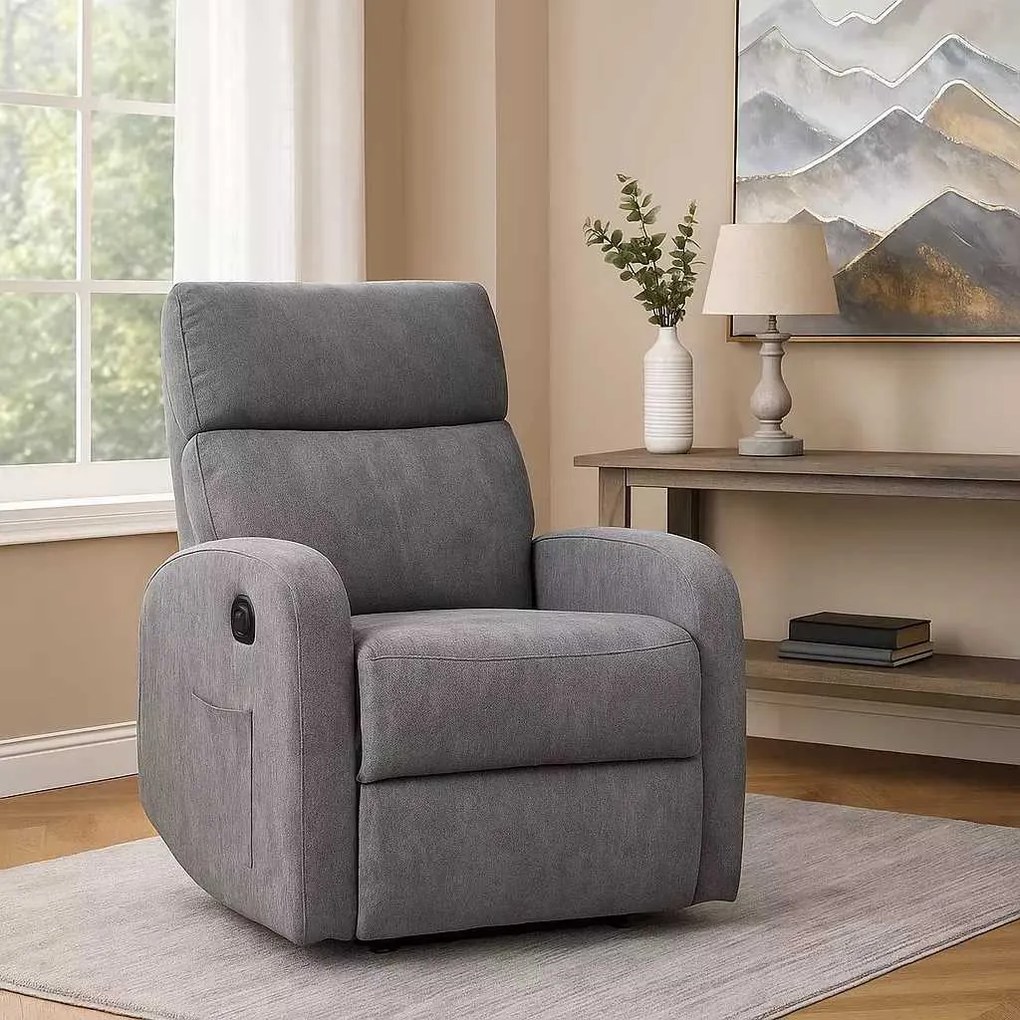 LuxuryForm DESIGN Televízne kreslo BRUNO otočné, hojdacie s polohovaním - šedé