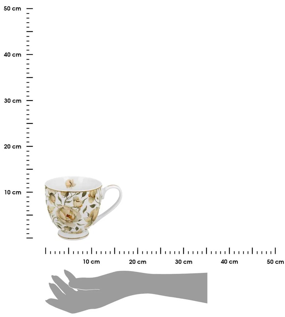 Porcelánový hrnček na nohe English Roses White 530 ml
