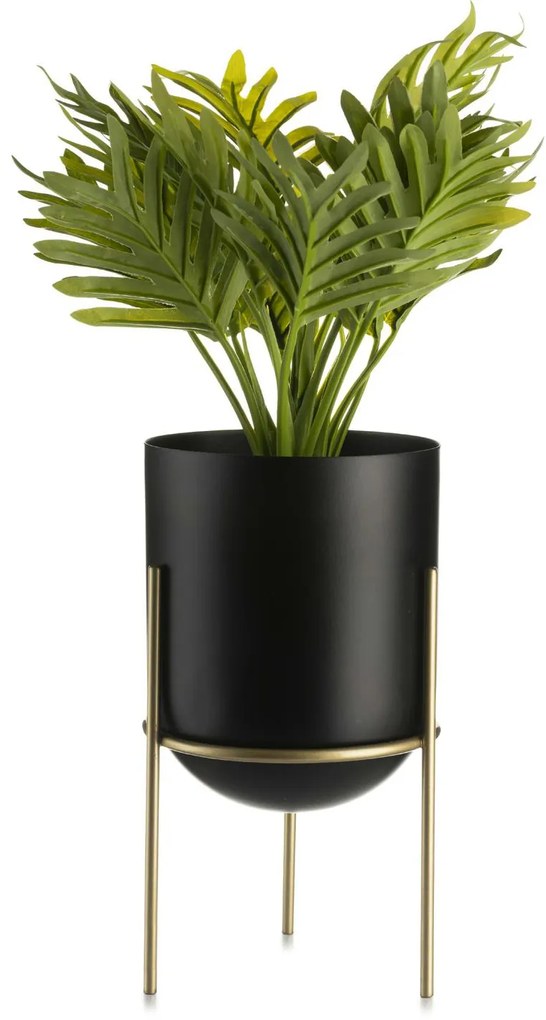 KOVOVÝ KVETINÁČ SO STOJANOM LOFT1 20X12 CM ČIERNA/ZLATÁ