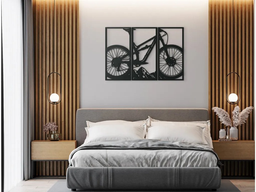 drevko 3-dielny obraz Bicykel Rozmer obrazu: 44 x 65,5 cm, Farba dekorácie: Čierna