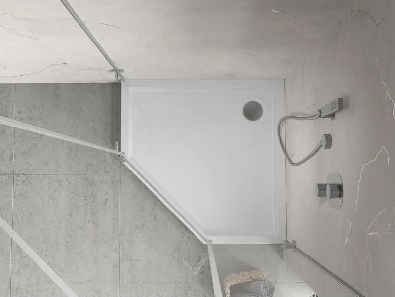 Mexen Flow+ päťuholníková sprchová vanička 100 x 100 cm, biela lesklá, 46P101010H