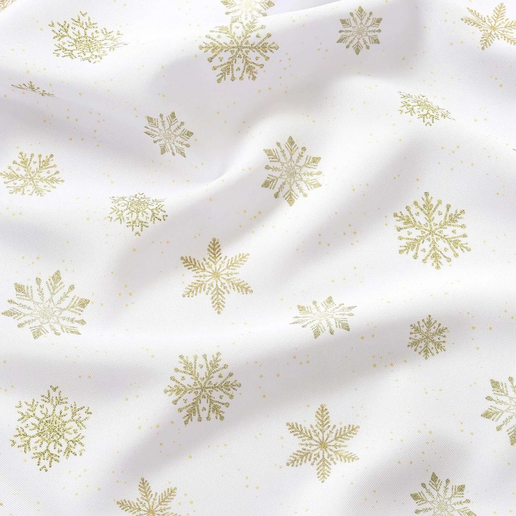 Goldea vianočný okrúhly teflónový obrus - zlaté snehové vločky Ø 140 cm