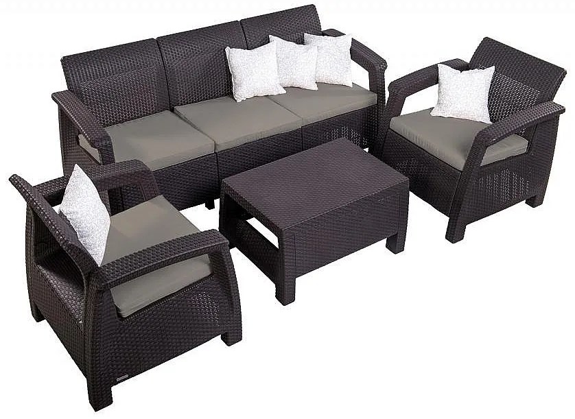 DEOKORK Záhradná ratanová zostava CORFU LOUNGE MAX hnedá