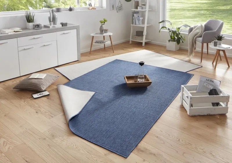 NORTHRUGS - Hanse Home koberce AKCE: 80x150 cm Kusový koberec Twin-Wendeteppiche 103100 blau creme - 80x150 cm