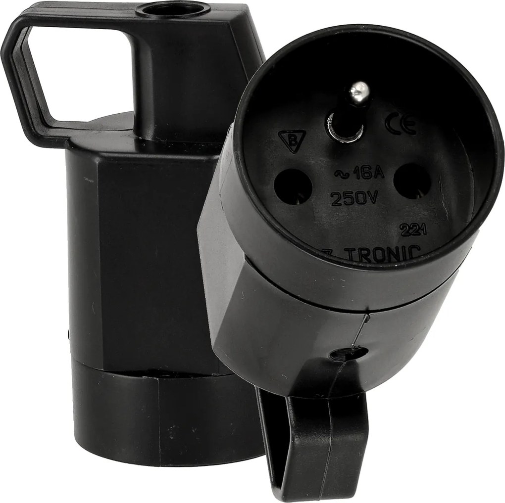 BERGE Zásuvka s koncovkou a uzemnením čierna