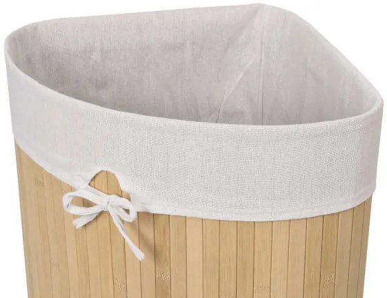 Rohový kôš na bielizeň 60 l bambusový béžový