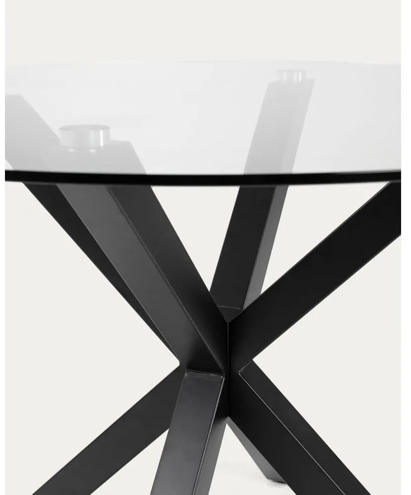 Čierny okrúhly konferenčný stolík so sklenenou doskou ø 82 cm Argo – Kave Home