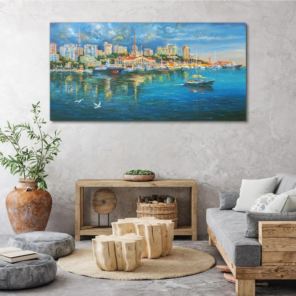 Obraz Canvas Mesto prístaviska lodí mora