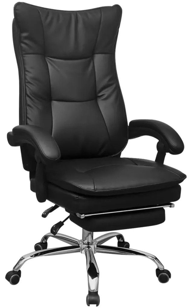 Čierne polohovateľné kancelárske kreslo s opierkou na nohy vidaXL 242893