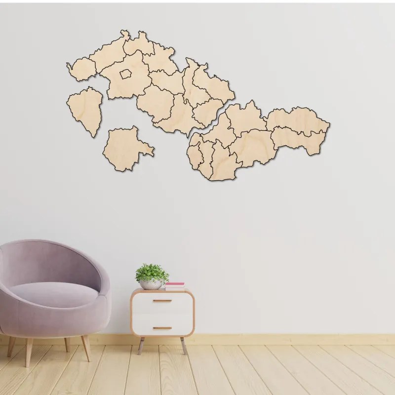 Veľká drevená mapa Slovensko a Česko | SENTOP M011