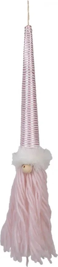 Svetloružová závesná dekorácia škriatok Gnome - 6*6*48 cm