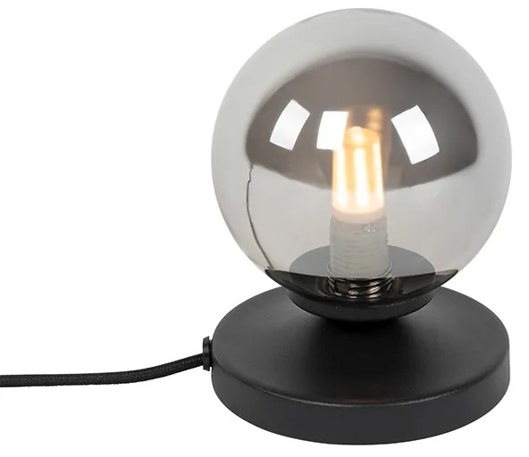 Moderná stolná lampa čierna s dymovým sklom - Atény