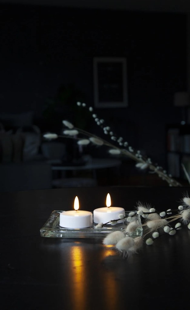 STAR TRADING Čajová LED sviečka Flamme White 5,8 cm – set 2 ks