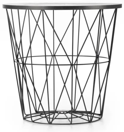 Konferenčný stolík HARISSA 41x42 cm čierna/čierny dekor mramoru