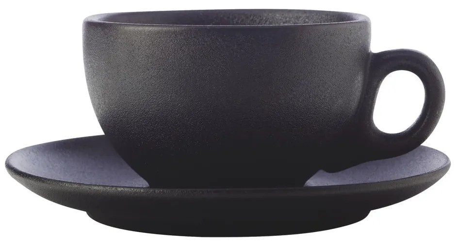 Čierny keramický hrnček s tanierikom Maxwell & Williams Caviar, 250 ml