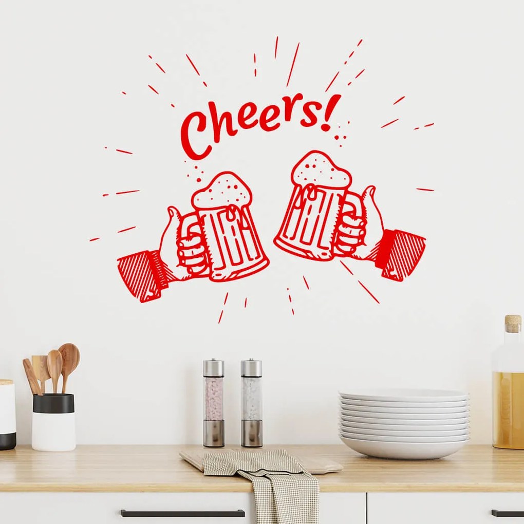 Veselá Stena Samolepka Cheers Farba: červená, Veľkosť: 40 x 34 cm